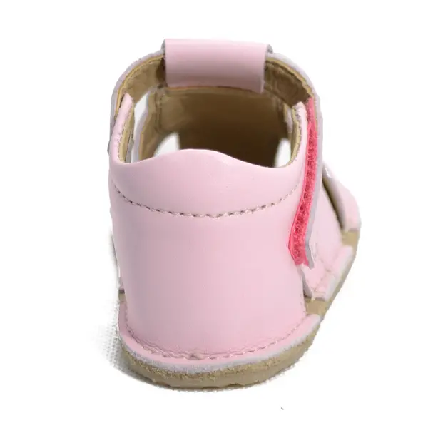 Sandale din piele naturală  cu scai și talpă din cauciuc flexibil, roz, LUY_RO-12-Roz-21_Pebebe