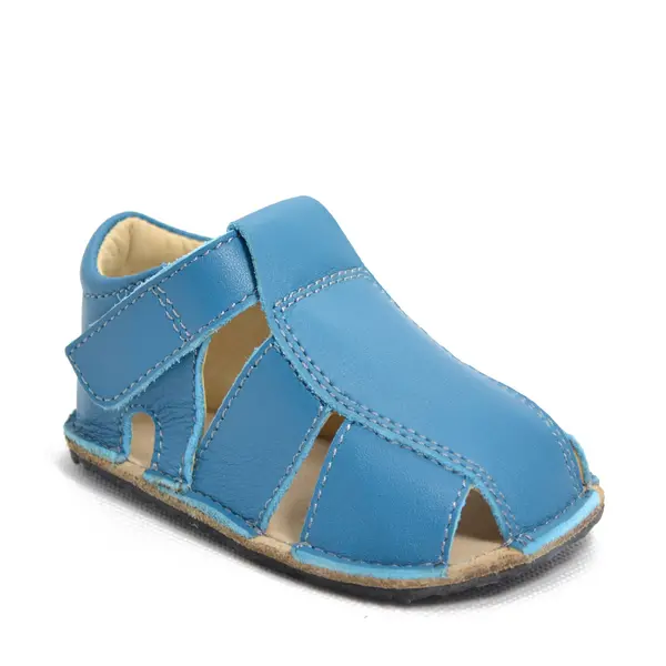 Sandale din piele naturală  cu scai și talpă din cauciuc flexibil, albastru, LUY_RO-12-Albastru-22_Pebebe