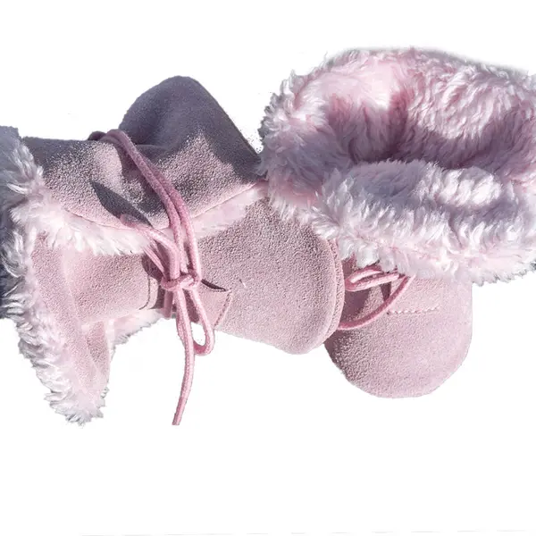 Cizme din piele intoarsa, cu talpa din piele, imblanite, roz, Babice_NBW-106/16-17_Pebebe
