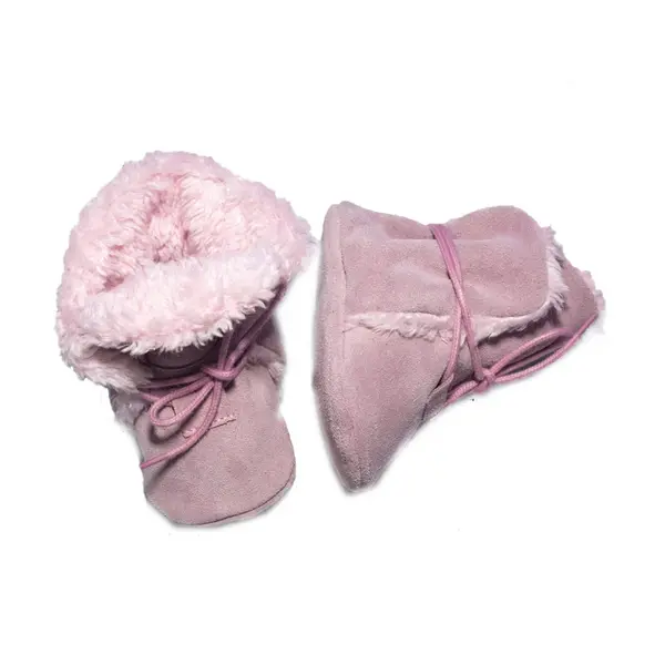 Cizme din piele intoarsa, cu talpa din piele, imblanite, roz, Babice_NBW-106/16-17_Pebebe