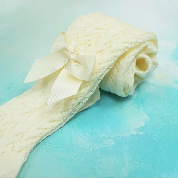 Dres bumbac crosetat cu funda, alb unt, Condor_2.530/1-0-610_Pebebe