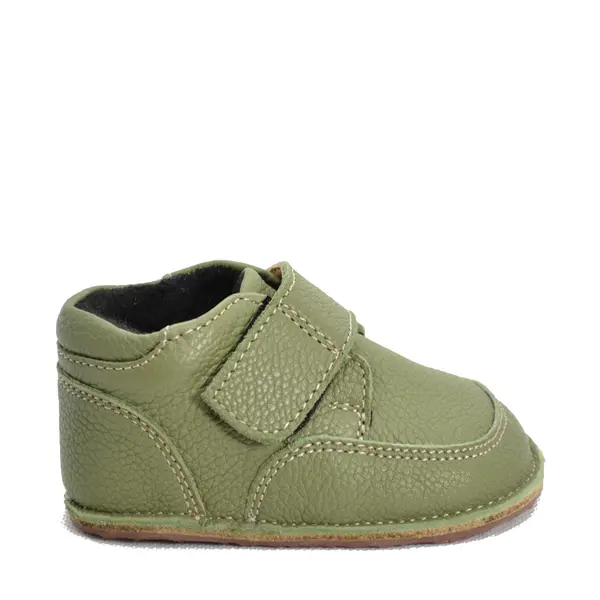 Ghete barefoot copii, din piele naturala cu scai, captuseala textila si talpa din cauciuc, verde, LUY_RO-17-2-18_Pebebe