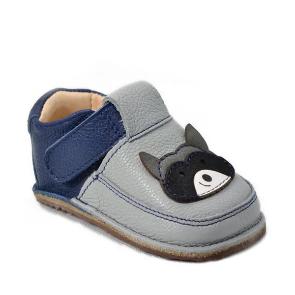 Pantofi primii pasi din piele naturala pentru copii, barefoot, talpa flexibila, model cu raton_RO-16-2-18_Pebebe