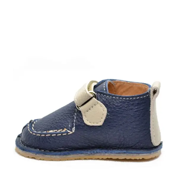 Pantofi din piele naturala pentru copii, talpa cauciuc, scai, Bubu, bleumarin, crem_RO-110-bleumarin-crem-24_Pebebe