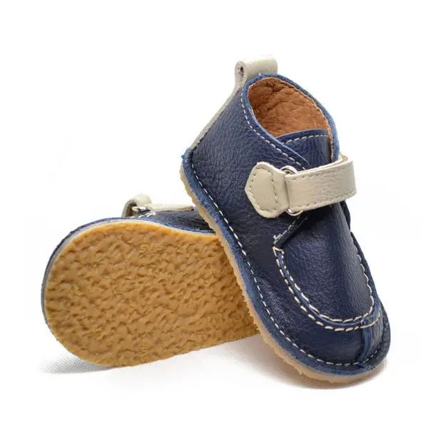 Pantofi din piele naturala pentru copii, talpa cauciuc, scai, Bubu, bleumarin, crem_RO-110-bleumarin-crem-24_Pebebe