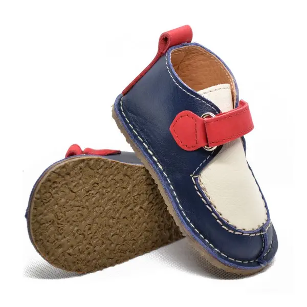 Pantofi din piele naturala pentru copii, talpa cauciuc, scai, Bubu, bleumarin rosu_RO-110-bleumarin-rosu-17_Pebebe