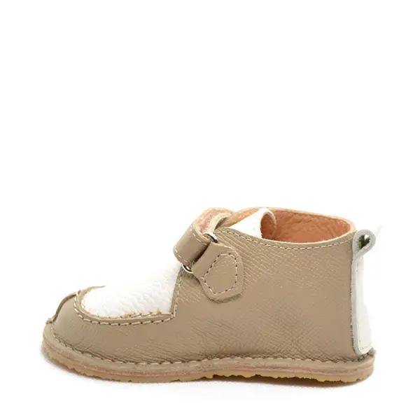 Pantofi din piele naturala pentru copii, talpa cauciuc, scai, Bubu, crem, bej_RO-110-crem-bej-23_Pebebe