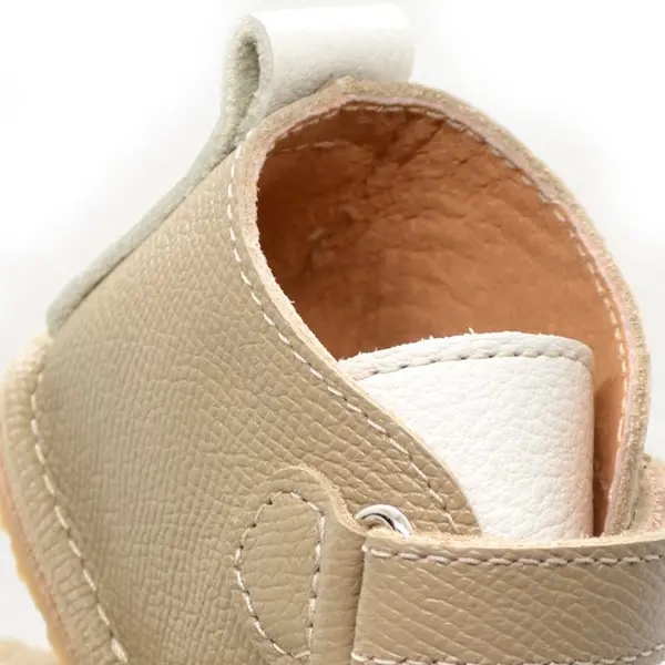 Pantofi din piele naturala pentru copii, talpa cauciuc, scai, Bubu, crem, bej_RO-110-crem-bej-23_Pebebe
