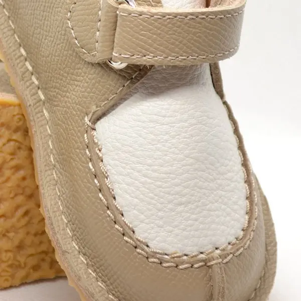Pantofi din piele naturala pentru copii, talpa cauciuc, scai, Bubu, crem, bej_RO-110-crem-bej-23_Pebebe