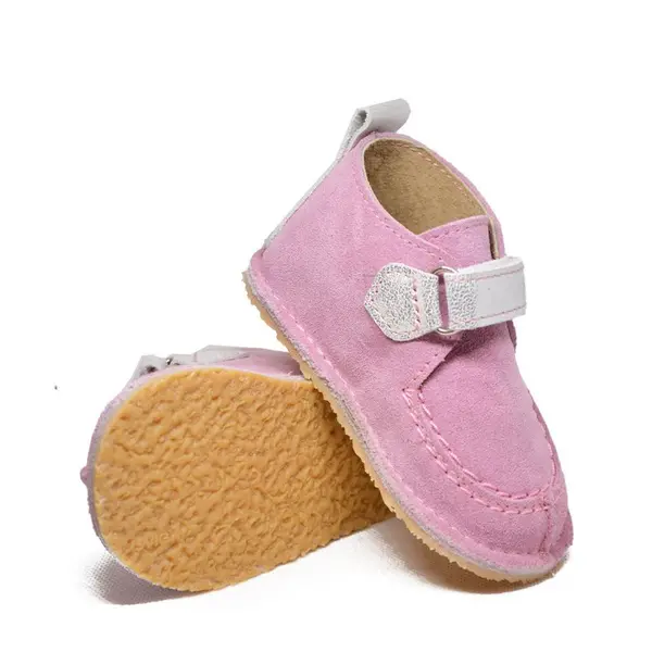 Pantofi din piele naturala pentru copii, talpa cauciuc, scai, Bubu, roz_RO-110-roz-22_Pebebe