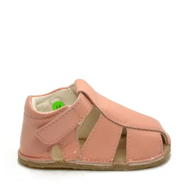 Sandale din piele naturală  cu scai și talpă din cauciuc flexibil, somon, LUY_RO-12-somon-21_Pebebe