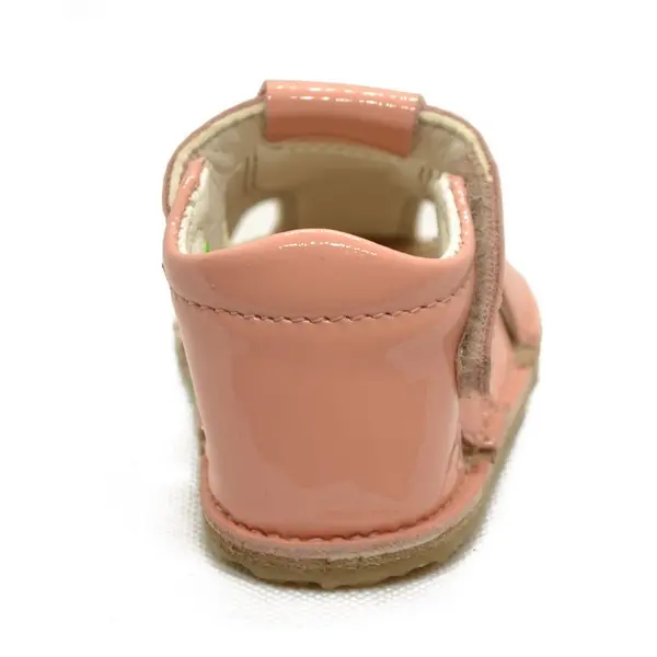 Sandale din piele naturală  cu scai și talpă din cauciuc flexibil, somon, LUY_RO-12-somon-21_Pebebe