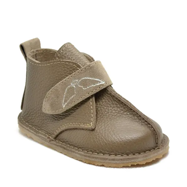 Ghete barefoot copii, piele naturala, talpa flexibila, kaki_RO-104-2-17_Pebebe