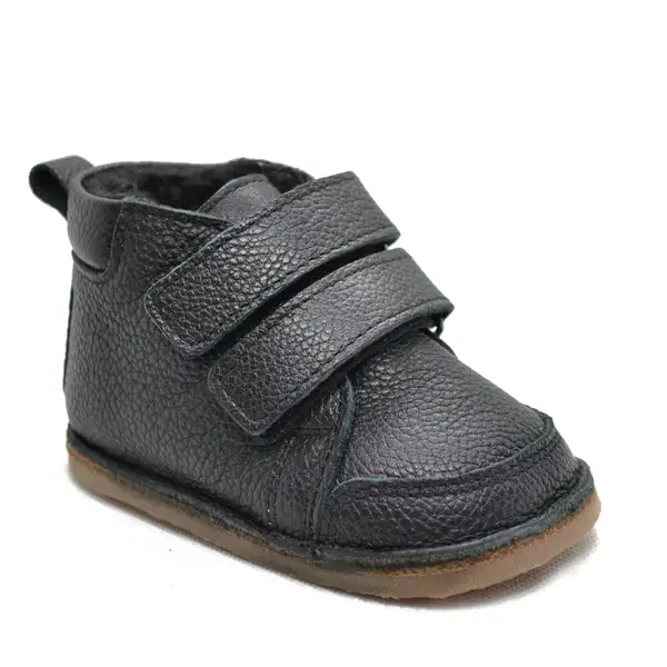 Ghete copii, barefoot, primii pasi, piele naturala, captuseala din blanita, talpa felxibila, negru_RO-22-5-23_Pebebe