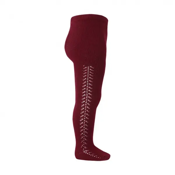 Dresuri copii din bumbac cu model lateral crosetat, burgundy, Condor_2.591/1-2-572_Pebebe