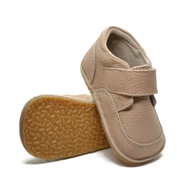 Ghete barefoot din piele naturala pentru copii, primii pasi, inchidere cu scai si talpa din flexibila, cappuccino_RO-14-cappuccino-19_Pebebe