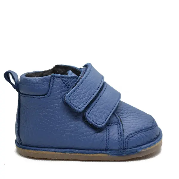 Ghete copii, barefoot, primii pasi, piele naturala, captuseala din blanita, talpa felxibila, albastru cerneala_RO-22-2-22_Pebebe