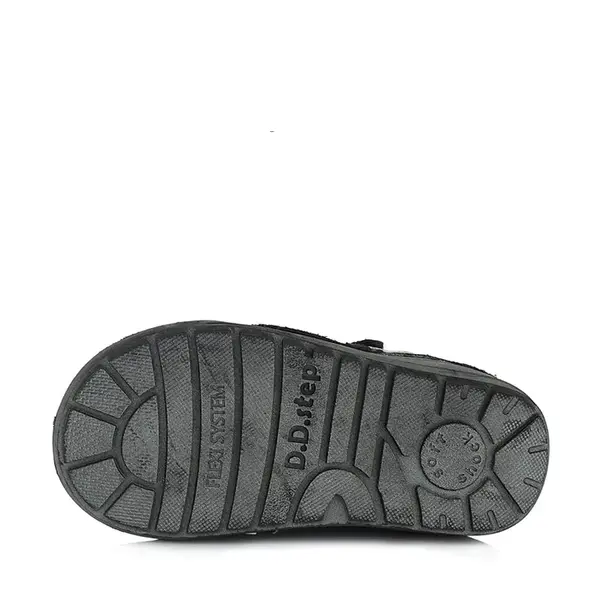 Ghete din piele naturala, primii pași, talpa flexibila, D.D.Step, inimioara, negru_A071-614B-26_Pebebe