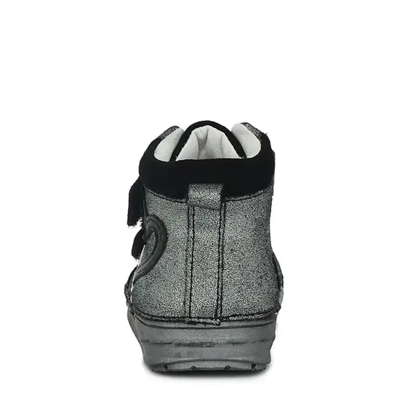 Ghete din piele naturala, primii pași, talpa flexibila, D.D.Step, inimioara, negru_A071-614B-26_Pebebe