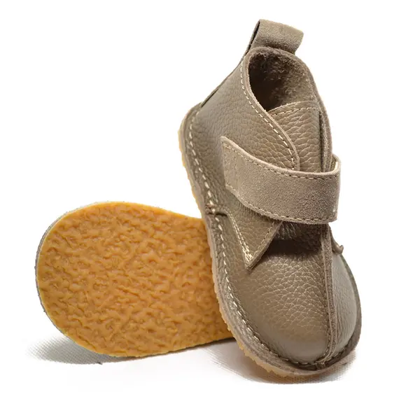 Ghete barefoot copii, piele naturala, talpa flexibila, kaki_RO-104-2-17_Pebebe