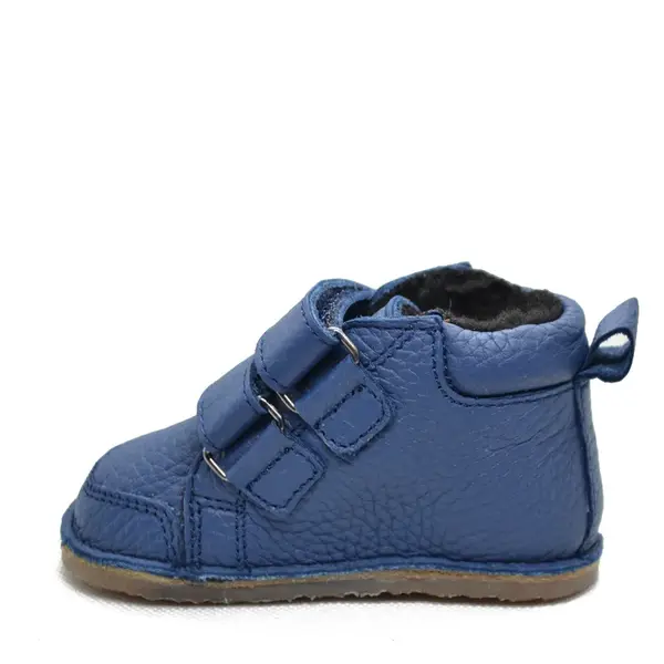 Ghete copii, barefoot, primii pasi, piele naturala, captuseala din blanita, talpa felxibila, albastru cerneala_RO-22-2-18_Pebebe