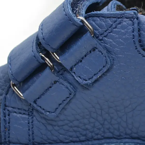 Ghete copii, barefoot, primii pasi, piele naturala, captuseala din blanita, talpa felxibila, albastru cerneala_RO-22-2-18_Pebebe