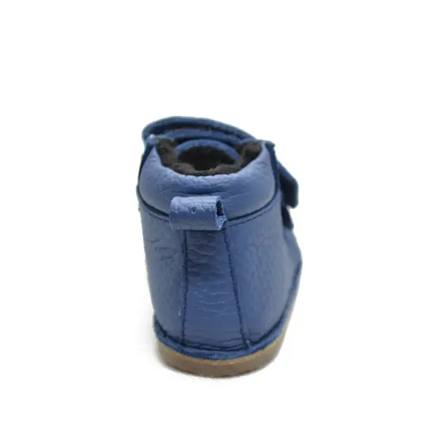 Ghete copii, barefoot, primii pasi, piele naturala, captuseala din blanita, talpa felxibila, albastru cerneala_RO-22-2-18_Pebebe