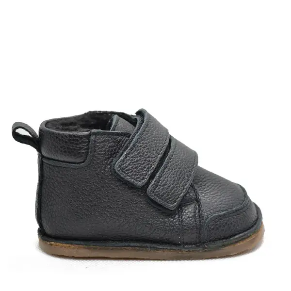 Ghete copii, barefoot, primii pasi, piele naturala, captuseala din blanita, talpa felxibila, negru_RO-22-5-23_Pebebe