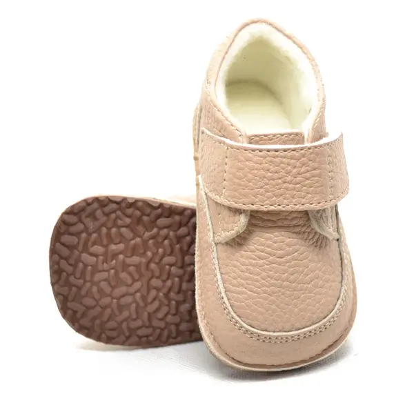 Ghete primii pasi, piele naturala, scai, captuseala textila, talpa din cauciuc, cappuccino_RO-17-10-22_Pebebe