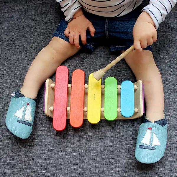 Pantofi de interior din piele naturala, talpa din piele intoarsa, Sailboat, Liliputi_2006001011302_Pebebe