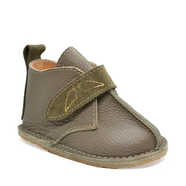Ghete barefoot copii, piele naturala, talpa flexibila, kaki_RO-104-2-21_Pebebe