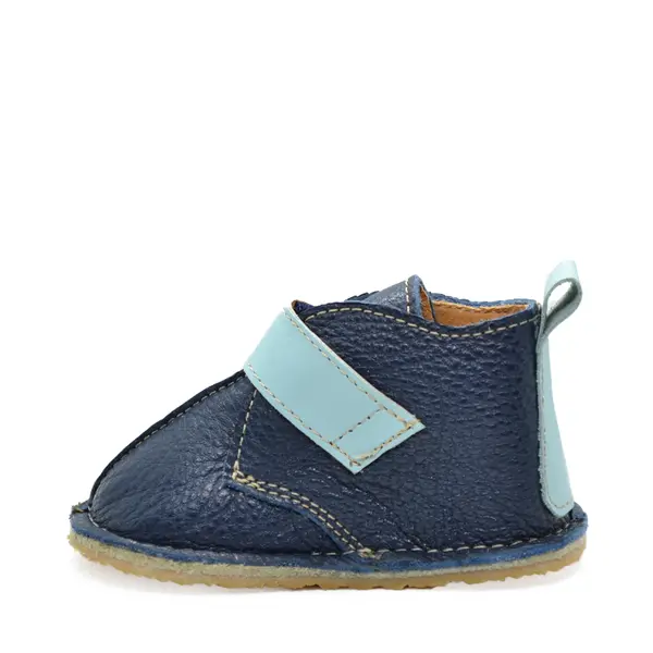 Ghete barefoot copii, primii pasi, piele naturala, talpa flexibila, bleumarin bleu_RO-104-6-17_Pebebe