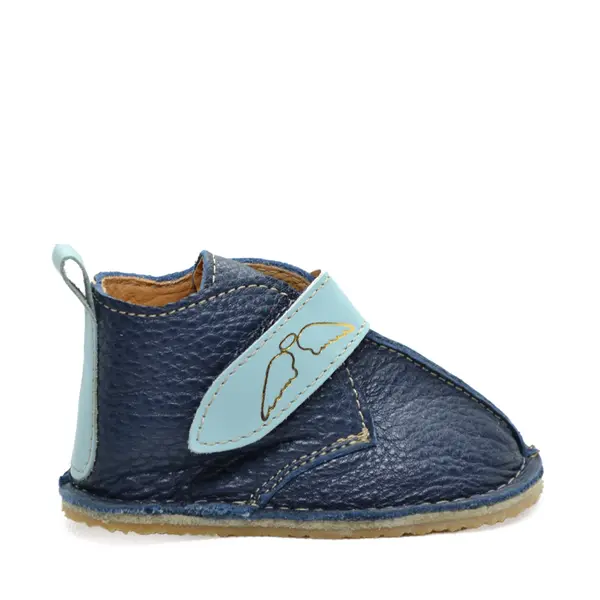 Ghete barefoot copii, primii pasi, piele naturala, talpa flexibila, bleumarin bleu_RO-104-6-17_Pebebe
