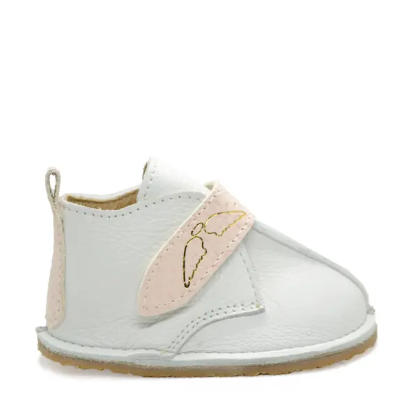 Ghete barefoot copii, piele naturala, talpa flexibila, alb cu roz_RO-104-3-24_Pebebe