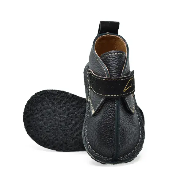 Ghete barefoot copii, piele naturala, talpa flexibila, negru,_RO-104-5-24_Pebebe