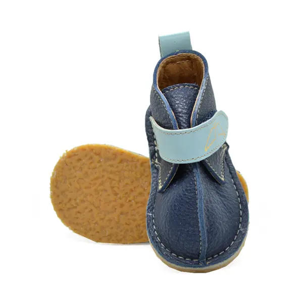 Ghete barefoot copii, primii pasi, piele naturala, talpa flexibila, bleumarin bleu_RO-104-6-24_Pebebe