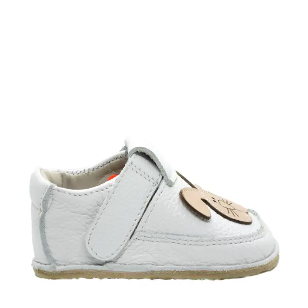 Pantofi barefoot copii, primii pasi, piele naturala, talpa flexibila, alb, model cu iepuras_RO-16-15-22_Pebebe