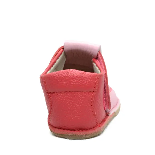 Pantofi barefoot pentru copii, piele naturala, primii pasi, talpa flexibila, roz model cu fluturas_RO-16-7-22_Pebebe