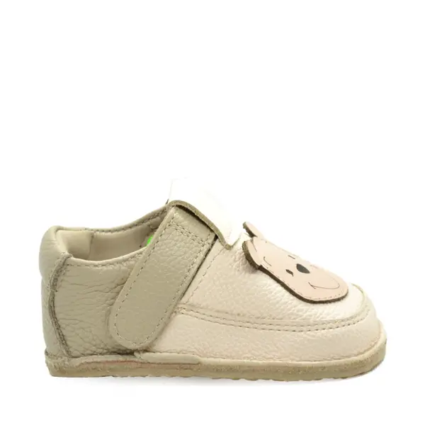 Pantofi barefoot copii, primii pasi, piele naturala, talpa flexibila, grej, ursulet_RO-16-16-18_Pebebe
