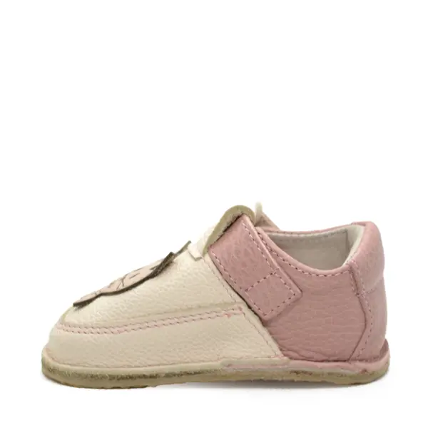 Pantofi barefoot copii, piele naturala, talpa flexibila,  nude cu roz prafuit, pisica_RO-16-14-22_Pebebe