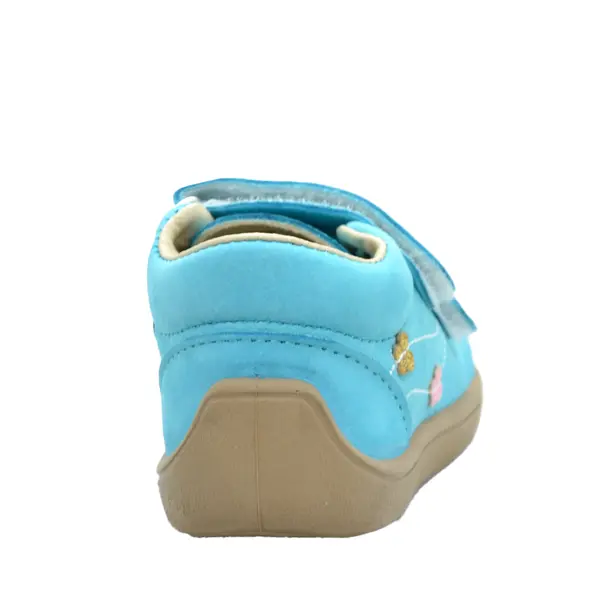 Pantofi din piele naturala, talpla flexibila, albastru, fluturi, Bar3foot_5907813974281_Pebebe