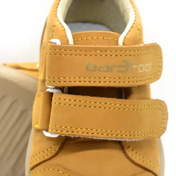 Pantofi din piele naturala, talpla flexibila, galben mustar, steluta, Bar3foot_5907813974090_Pebebe