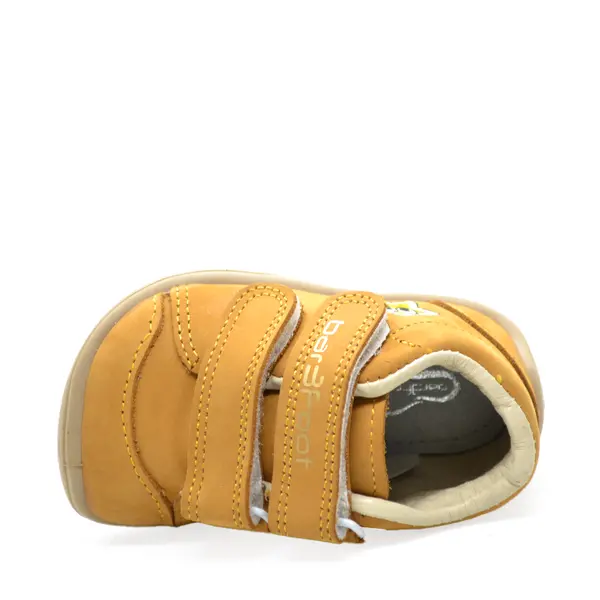 Pantofi din piele naturala, talpla flexibila, galben mustar, steluta, Bar3foot_5907813974090_Pebebe