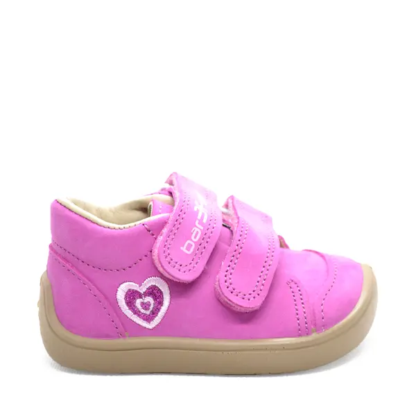 Pantofi din piele naturala, talpla flexibila, roz, inima, Bar3foot_5907813974366_Pebebe