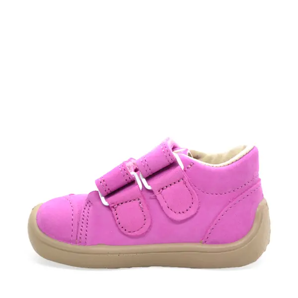 Pantofi din piele naturala, talpla flexibila, roz, inima, Bar3foot_5907813974366_Pebebe