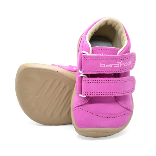 Pantofi din piele naturala, talpla flexibila, roz, inima, Bar3foot_5907813974366_Pebebe