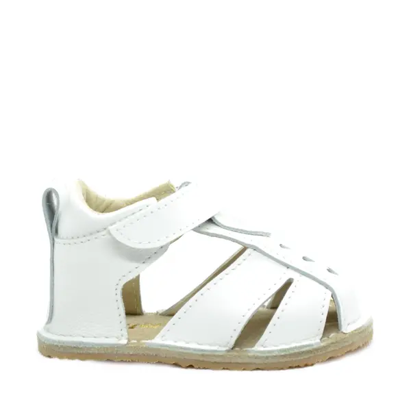 Sandale copii, barefoot, primii pasi, piele naturala, talpa flexibila, inchidere cu scai, alb_RO-100-7-17_Pebebe