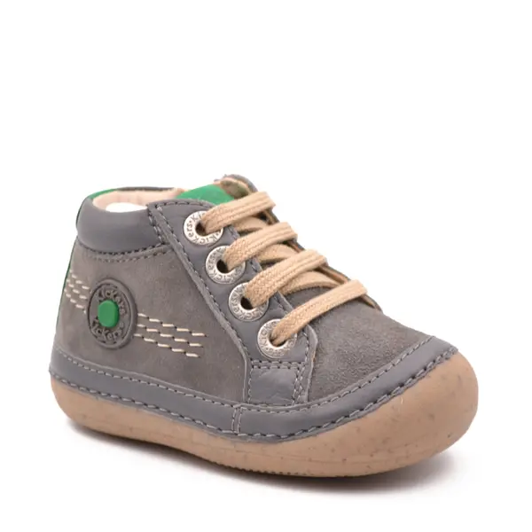 Pantofi Sonistreet, piele naturala si piele intoarsa, talpa flexibila, gri inchis, Kickers_928062-10-122-24_Pebebe