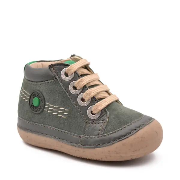 Pantofi Sonistreet, piele naturala si piele intoarsa, talpa flexibila, khaki, Kickers_928062-10-20-18_Pebebe