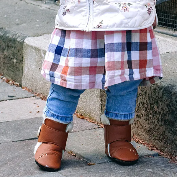 Cizme din piele naturala, talpa din piele antiderapanta, maro, BOHO, Liliputi_2006001043716_Pebebe